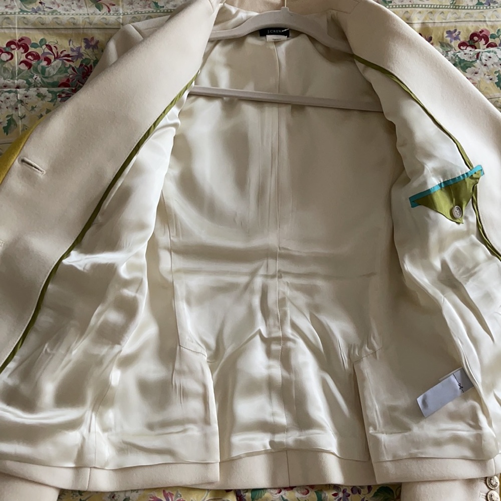 NWT J. Crew Lexington Wool Blazer Cream Yellow Trim Preppy Equestrian Size 4 - Picture 15 of 16